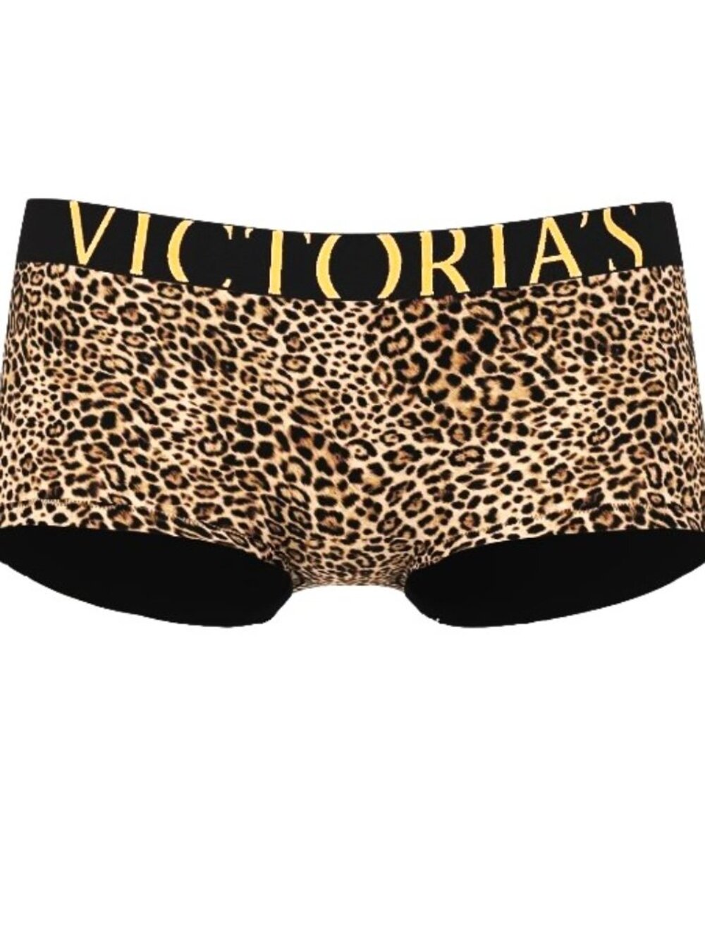 Victoria's Secret Exploded Logo Cotton Boyshort Panty Black beige Leopard SIZE L - Picture 4 of 5